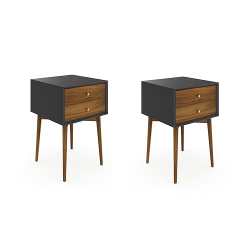 Harper Modern Nightstand Side Accent or End Table with Storage Drawer (2 Count)