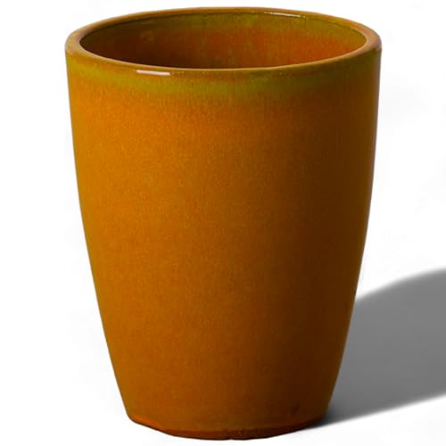 Emissary Bullet 9.5 in. Bright Orange Ceramic Round Planter