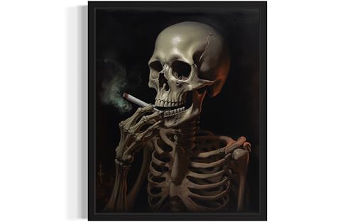 Skull Smoking Ciggarettes Poster Art Print