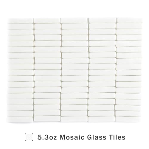 150g White Strips Glass Mosaic Tiles for Crafts Bulk (5.29 Ounce)