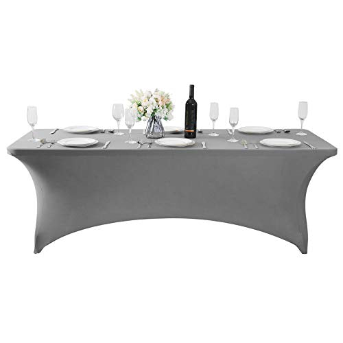 2Pack Spandex Table Cover for 8FT or 4ft or 6ft Table Universal Fitted Stretch Tablecloth for Party (2 Count)