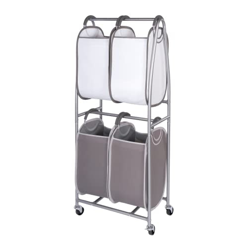2 Tier Vertical Rolling Laundry Cart