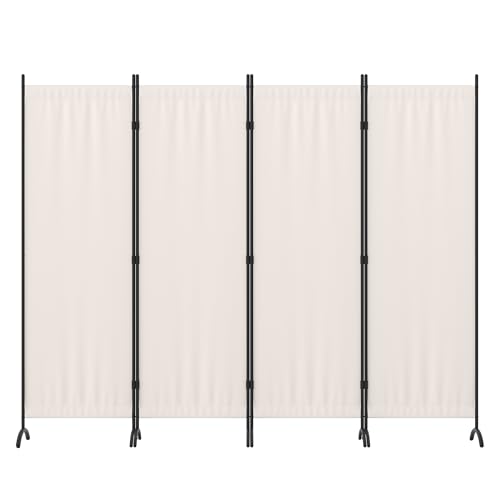 Room Divider 4 Panel Folding Screen Portable Wall with 5 Curved Metal Feet Partition Room Dividers