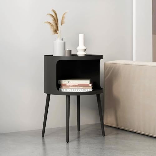 ZHBHHYZ Modern Round Side Table with Open Storage