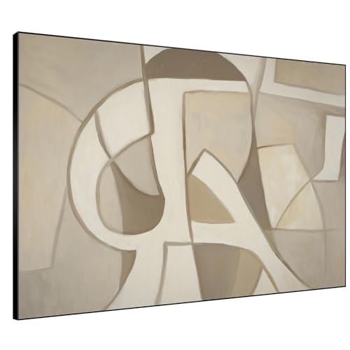 46"x60" Extra Large Framed Wall Art Neutral Abstract Geometric in Mid