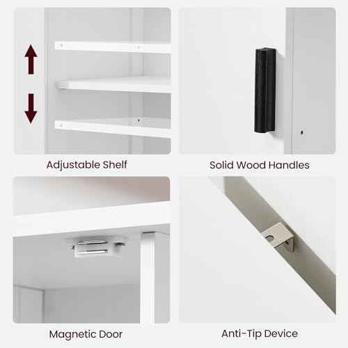 Storage Cabinet with 2 Doors and 4 Storage Shelves