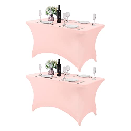 2Pack Spandex Table Cover for 4FT or 6ft or 9ft Table Universal Fitted Stretch Tablecloth for Party (2 Count)