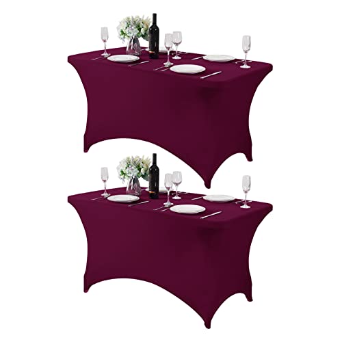 2Pack Spandex Table Cover for 4FT or 6ft or 9ft Table Universal Fitted Stretch Tablecloth for Party (2 Count)