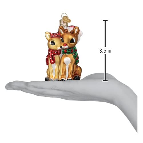Rudolph and Clarice Glass Blown Ornament for Christmas Tree