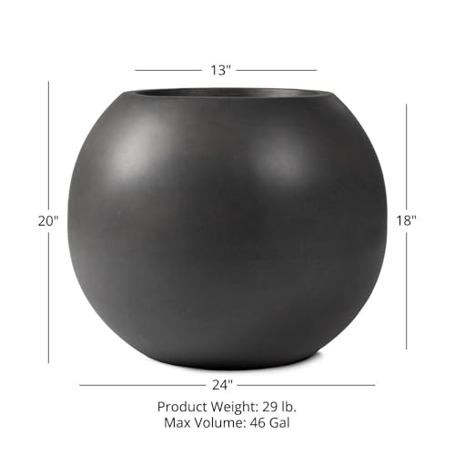 Ash & Ember 24" Round Sphere Charcoal Planter