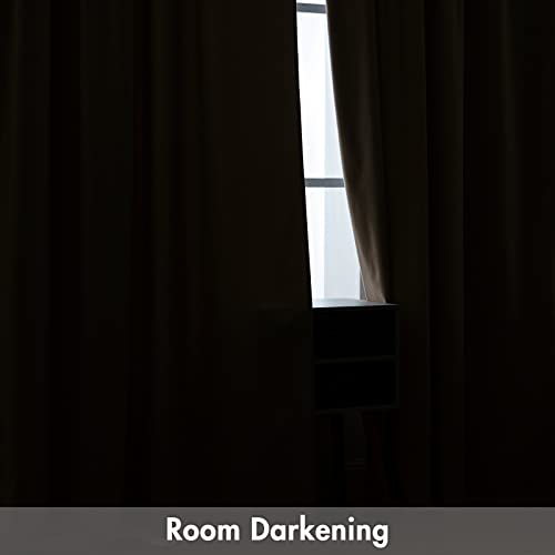 Camel Beige Blackout Velvet Curtains Drapes 90 Inch Long 52"x90" (2 Count)