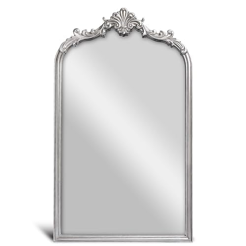 English Estate Carved Arch Wood Wall Mirror