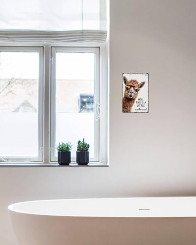 Alpaca This Is Awkward Metal Tin Sign Vintage Bathroom Decor 8x12"