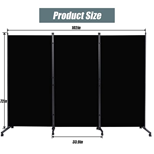 Room Divider 102'' Wide Folding Privacy Screen