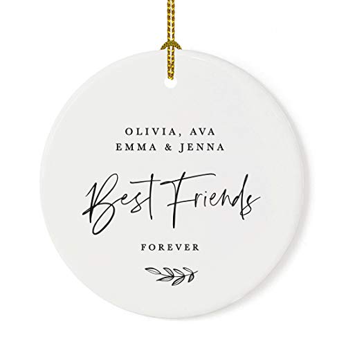 Personalized Best Friends Round Ceramic Porcelain Christmas Tree Ornament Keepsake Collectible Gift