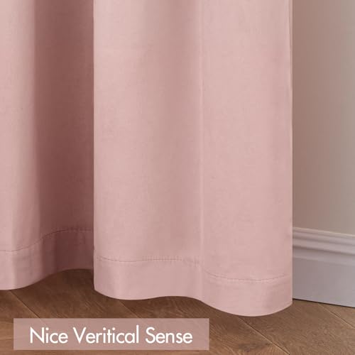 Light Pink Blackout Velvet Curtains Drapes 90 Inch Long 52"x90" (2 Count)