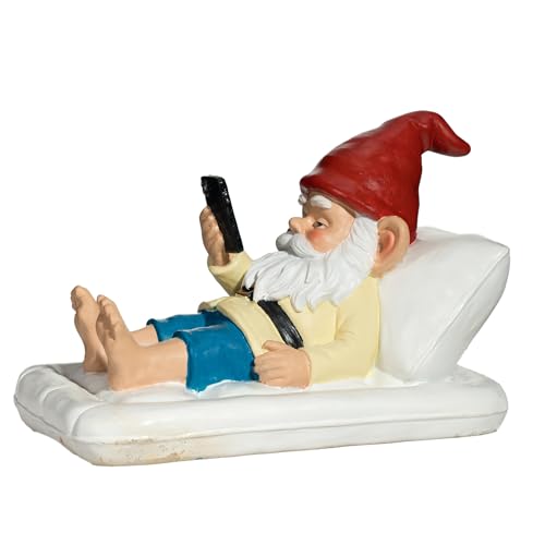 Relaxing Pool Gnome with Smartphone