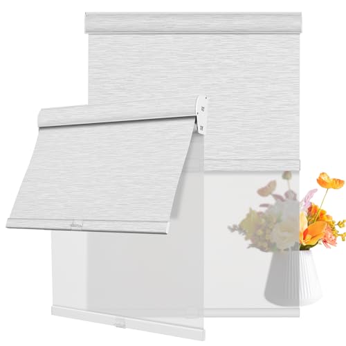 Cordless Dual Roller Shades. White.72 W x 56" H