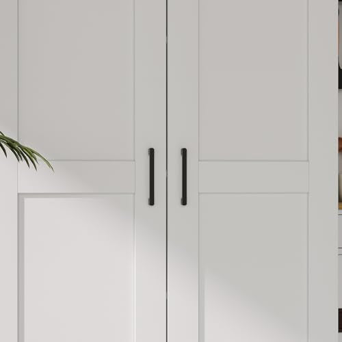 White Tall Kitchen Pantry Cabinet Organizers and Storage with Doors and Adjustable Shelves