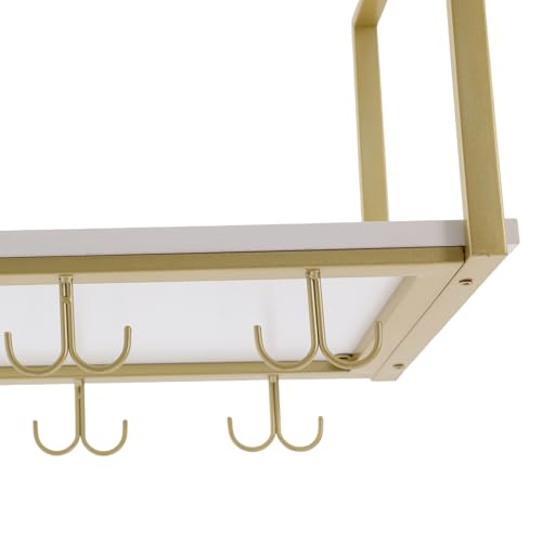 Industrial Wall Mounted Wine Rack with Glass Holder Shelf