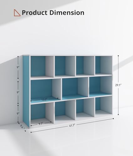 11 Cube Blue Kids Bookshelf and Toy Organizer