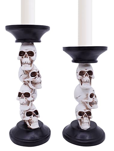 Halloween Skull Candle Holder for Fireplace Decorations (2 Count)