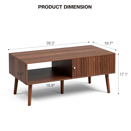 Coffee Table with Fluted Sliding Door