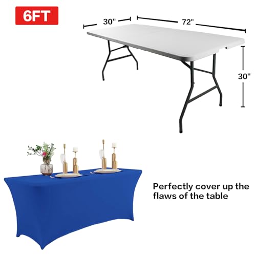 4FT Table Cloth for Rectangular Spandex Royal Blue Table Cover