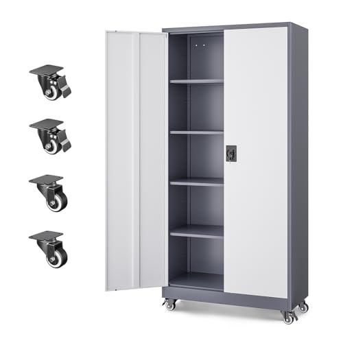 Metal Garage Storage Cabinets with Lock Door and Adjustable Shelves