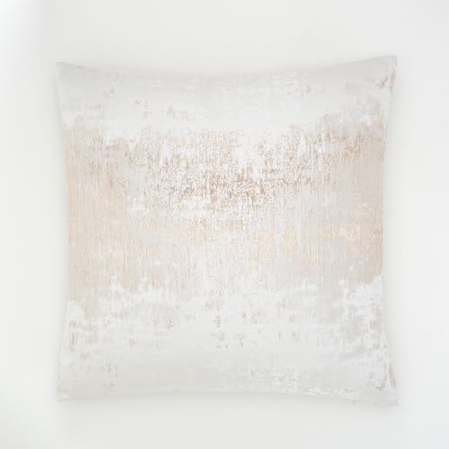 Cream Champagne Metallic Jacquard Pillow Covers 18x18 Pack of 2 Velvet Back Modern Glam Sofa Decor (2 Count)