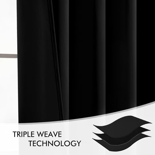 Black Back Tab Blackout Curtains 52x78 Inch Length 2 Panels Set (2 Count)