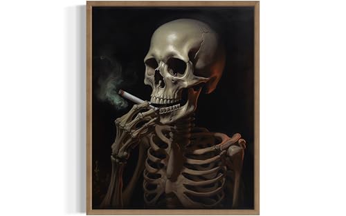 Skull Smoking Ciggarettes Poster Art Print