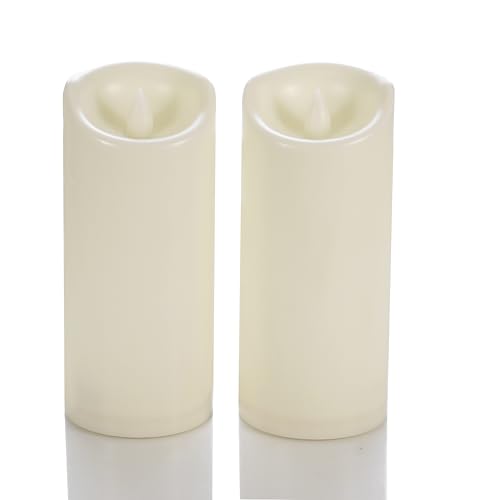 Outdoor Battery Operated Flameless Candles with Remote Timer D3”xH7” 2 PCS (2 Count)