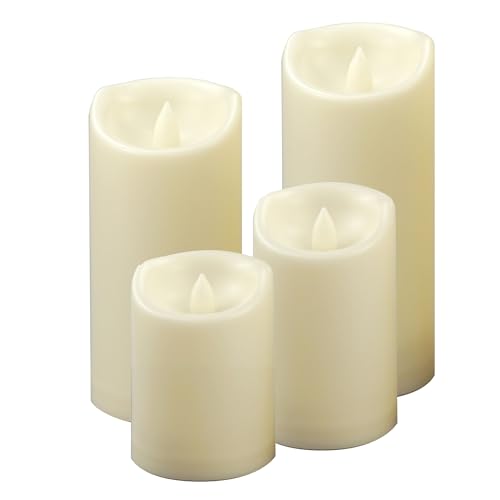 Outdoor Battery Operated Flameless LED Pillar Candles w (4 Count)