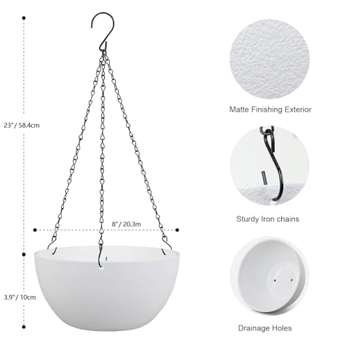 8 inch Small Hanging Planters for Indoor Outdoor Plants (2 Count)
