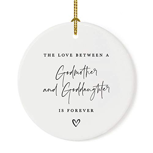 Round Ceramic Porcelain Christmas Tree Ornament Keepsake Collectible Godmother Gift