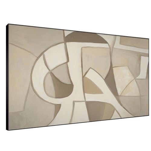 46"x72" Extra Large Framed Wall Art Neutral Abstract Geometric in Mid