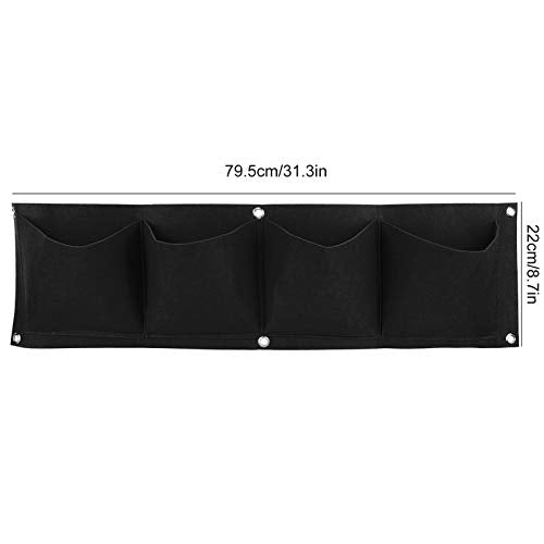4Pcs 4 Pocket Felt Vertical Wall Garden Planter Plant Grow Bag Reusable Wall Mounted Planting Growing Bag for Flower Vegetable (4 Count)