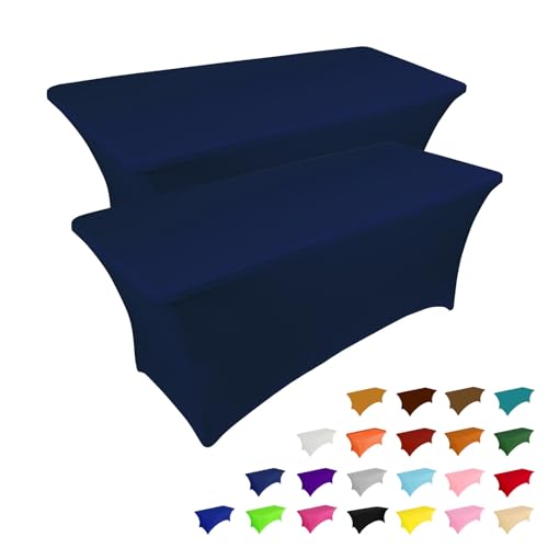 2 Pack 8FT Table Cloth for Rectangular Spandex Jean Blue Cover (2 Count)