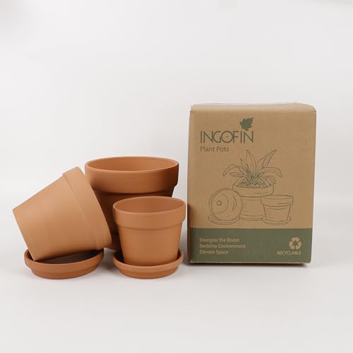 Terracotta Pots Set with Saucer (3 Count)