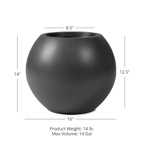 Ash & Ember 16" Round Sphere Charcoal Planter