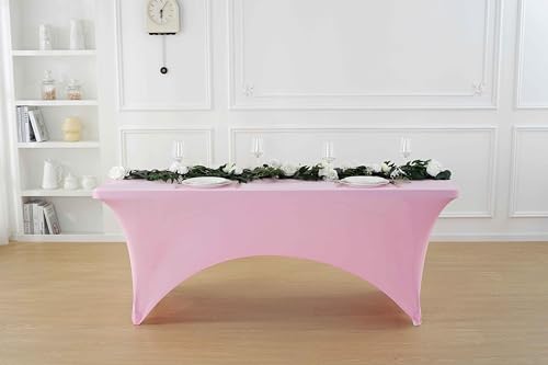 2 Pack 6ft Light Pink Spandex Tablecloth (2 Count)