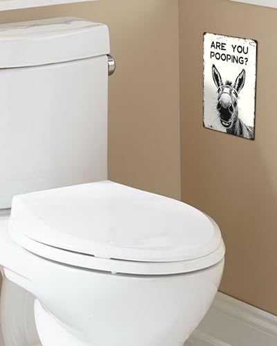 Donkey Are You Pooping Metal Tin Sign Vintage Bathroom Decor 8x12"