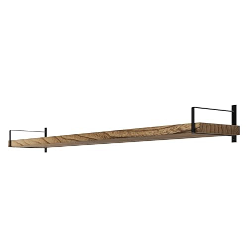 Toledo 60 inch Floating Shelf with Heavy Duty Bookend Brackets