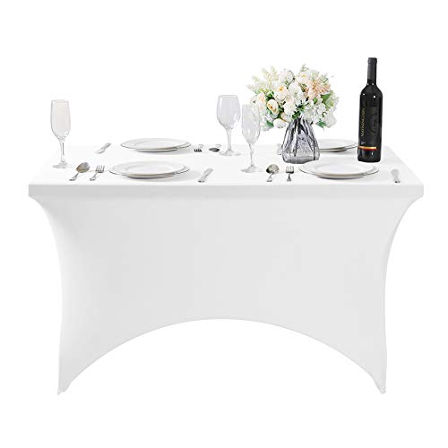 2Pack Waterproof Spandex Table Cover for 4FT Table Universal Fitted Stretch Tablecloth for Party (2 Count)
