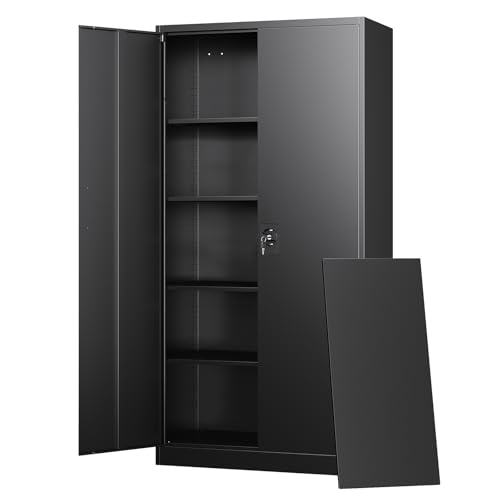 Metal Garage Storage Cabinets with Lock Door and Adjustable Shelves