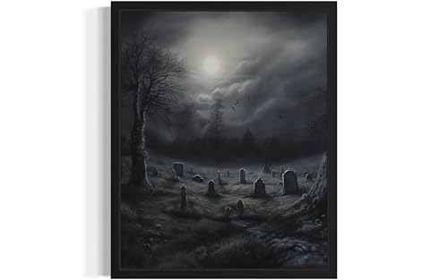 Gothic Graveyard Black Framed Poster Art Print