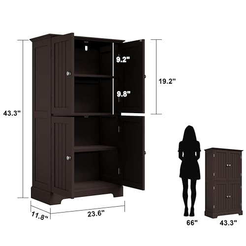 Bathroom Floor Cabinet with Adjustable Shelves