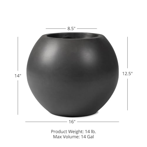 Ash & Ember 16" Round Sphere Charcoal Planter