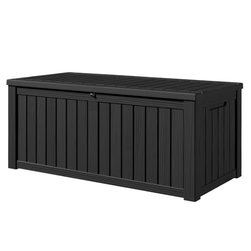 120 Gallon Outdoor Storage Box Waterproof Lockable Resin Deck Box for Patio